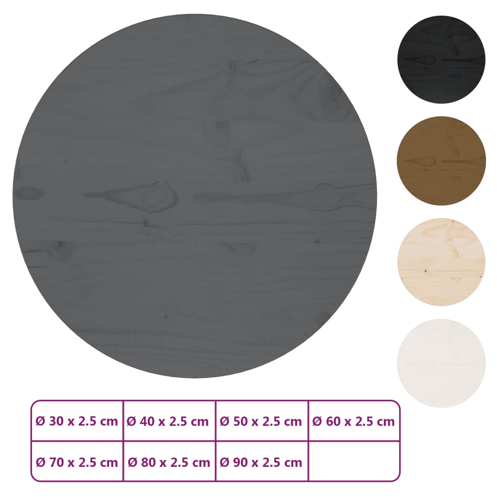 vidaXL Table Top Replacement Round for Garden Coffee Table Solid Wood Pine-5