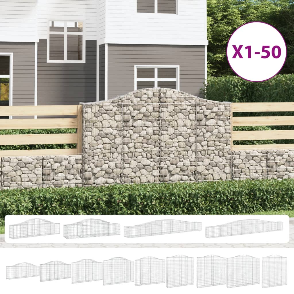 vidaXL Gabion Basket Arched Gabion Basket Planter for Flower Galvanized Iron-1