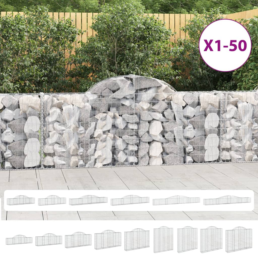 vidaXL Arched Gabion Basket 118.1"x19.7"x15.7"/23.6" Galvanized Iron