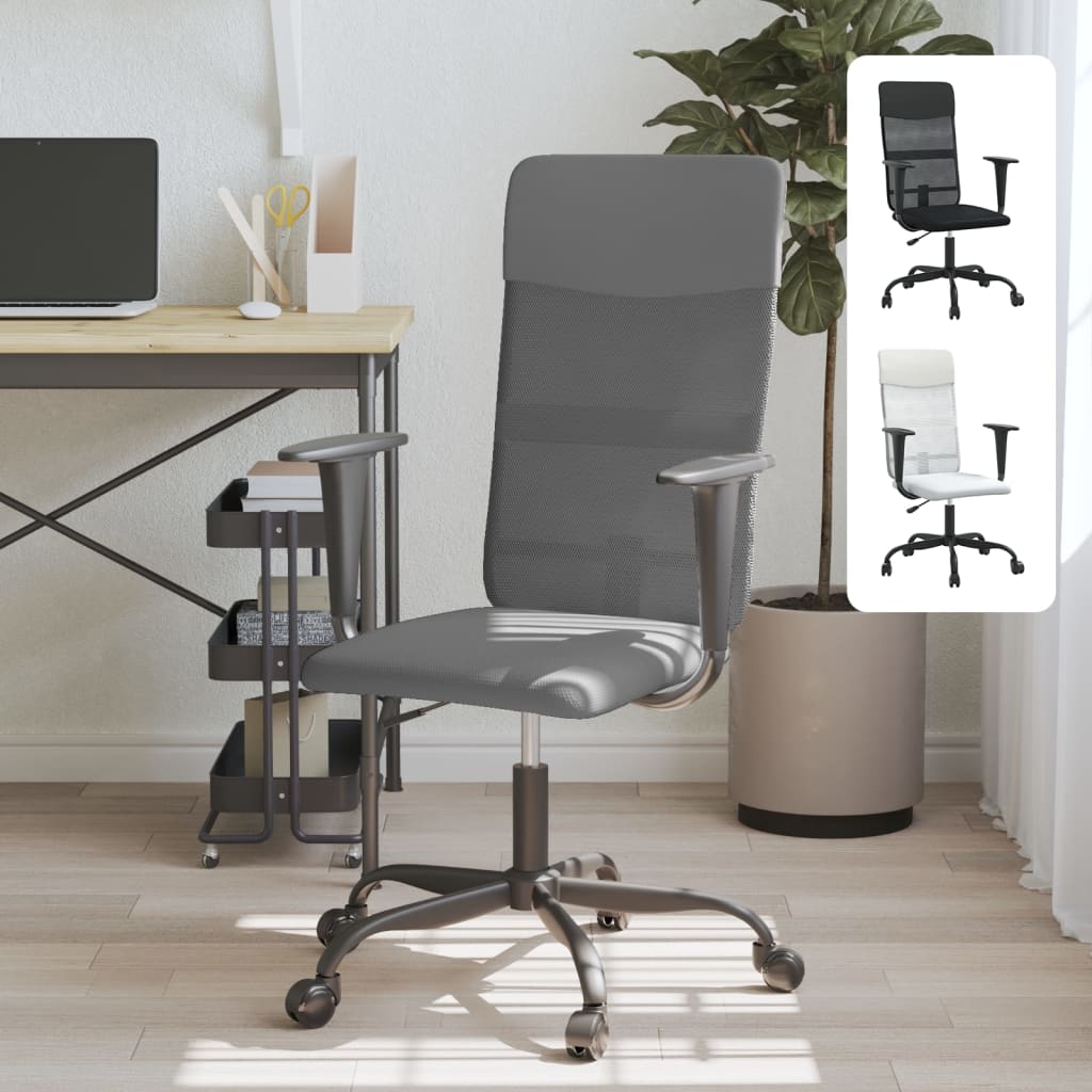 vidaXL Office Chair Office Computer Desk Chair Mesh Fabric and Faux Leather