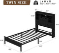 Vektaya US-BF007-BL-T Twin LED Bed Frame with Charging, Storage, No Box Spring Needed