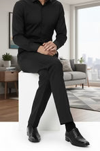 "Washington" Black Stretch Blend Tuxedo Pants