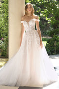 Dress Off-The-Shoulder Neckline And A Sheer, Lace-Appliqued Bodice