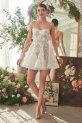 Bridal Mini A-Line Dress With Floral Applique