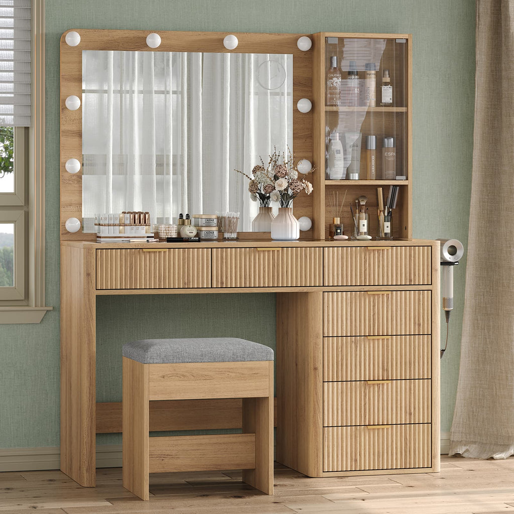 Vektaya US-VD013 Bedroom Makeup Vanity desk with LED Mirror, 7 Drawers-4