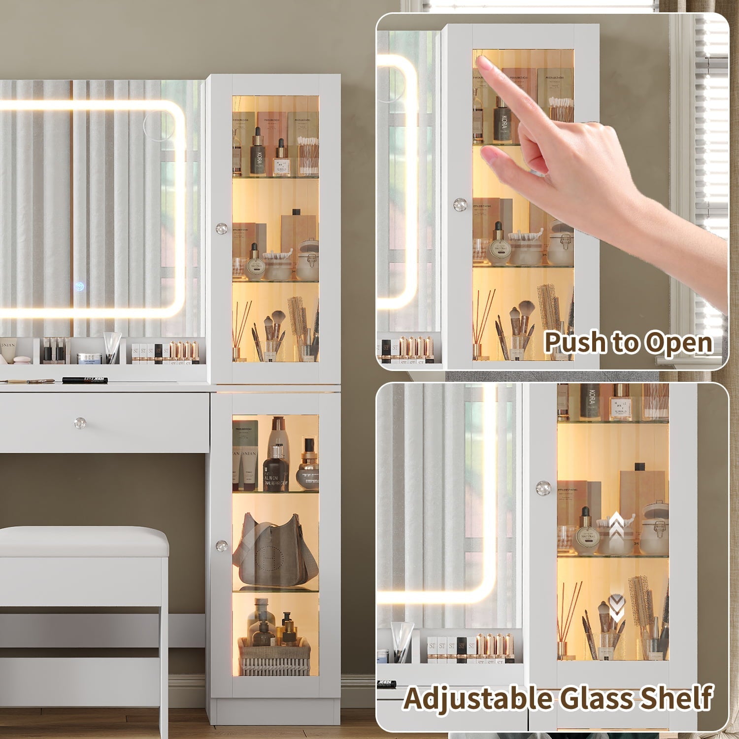 Vektaya US-VD036 Bedroom Makeup Vanity desk with mirror, 6 Drawers